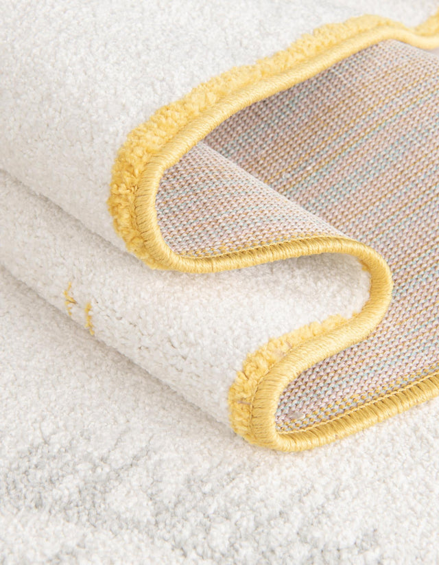 Ivory and Gray 5' 3 x 5' 3 Whimsy Kids Round Area Rug for Baby Nursery, Toddler Playroom, Bedrooms