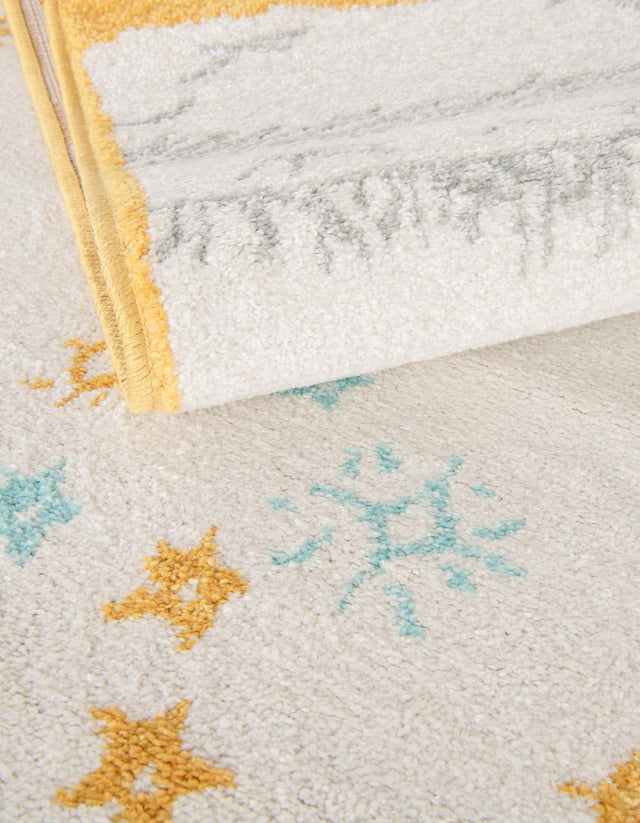 Ivory and Gray 5' 3 x 8' Whimsy Kids Rectangle Area Rug for Baby Nursery, Toddler Playroom, Bedrooms