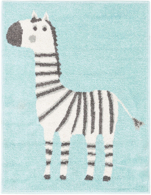 Teal 2' 2 x 2' 11 Whimsy Kids Rectangle Area Rug for Baby Nursery, Toddler Playroom, Bedrooms