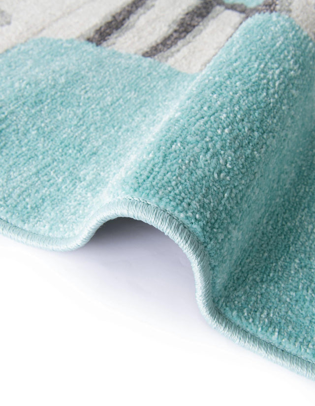 Teal 2' 2 x 3' 11 Whimsy Kids Runner Area Rug for Baby Nursery, Toddler Playroom, Bedrooms