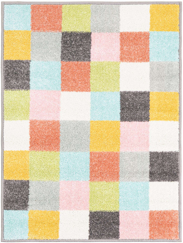 Multicolor 2' 2 x 2' 11 Whimsy Kids Rectangle Area Rug for Baby Nursery, Toddler Playroom, Bedrooms