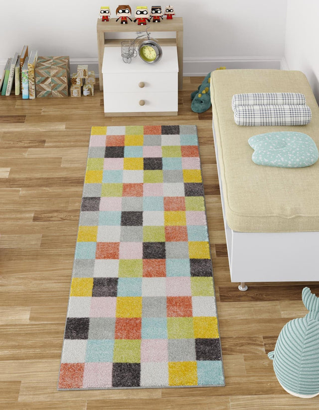 Multicolor 2' 2 x 6' 1 Whimsy Kids Runner Area Rug for Baby Nursery, Toddler Playroom, Bedrooms Playful Fun Design Easy Clean Carpet for Sale at Rug Engine