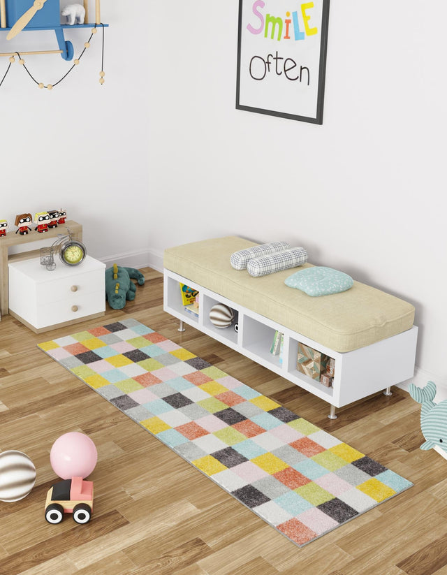 Multicolor 2' 2 x 3' 11 Whimsy Kids Runner Area Rug for Baby Nursery, Toddler Playroom, Bedrooms