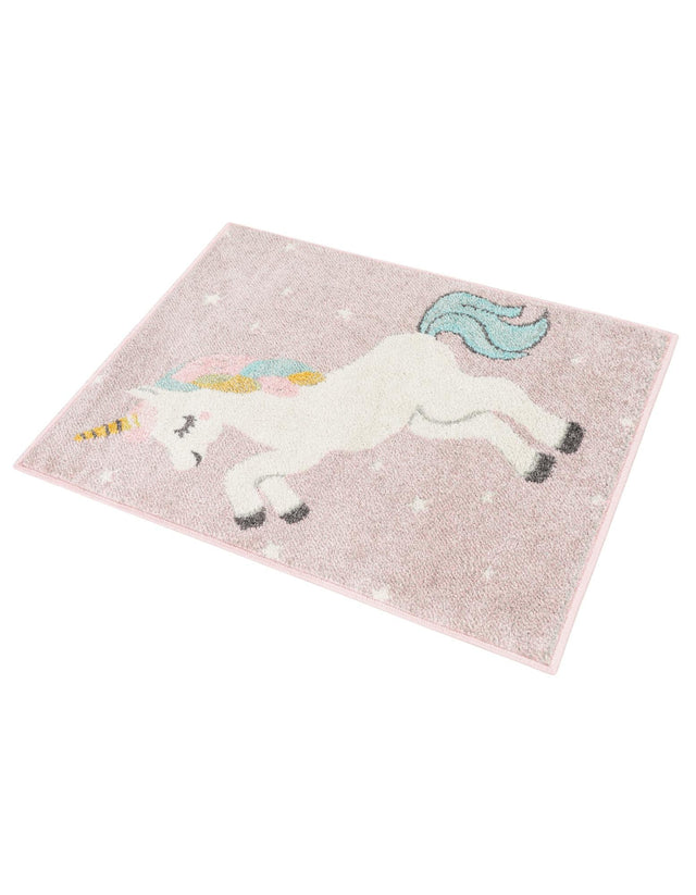Pink 2' 2 x 2' 11 Whimsy Kids Rectangle Area Rug for Baby Nursery, Toddler Playroom, Bedrooms