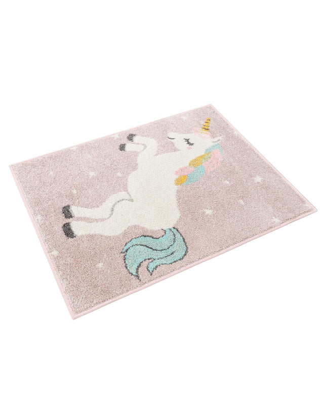 Pink 2' 2 x 2' 11 Whimsy Kids Rectangle Area Rug for Baby Nursery, Toddler Playroom, Bedrooms