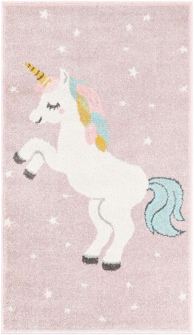 Pink 2' 2 x 3' 11 Whimsy Kids Runner Area Rug for Baby Nursery, Toddler Playroom, Bedrooms