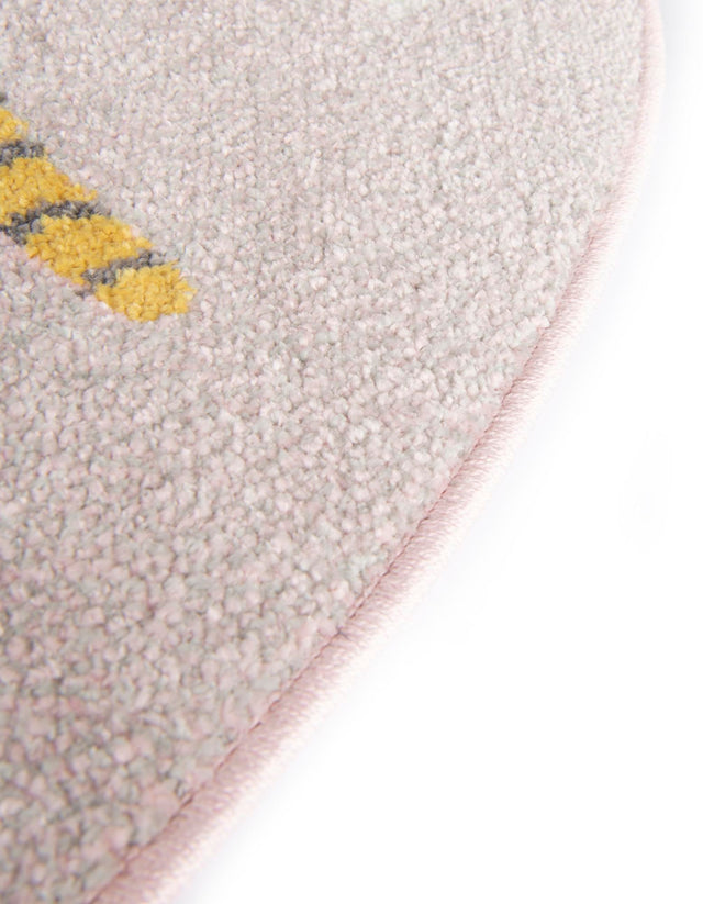 Pink 3' 3 x 3' 3 Whimsy Kids Round Area Rug for Baby Nursery, Toddler Playroom, Bedrooms