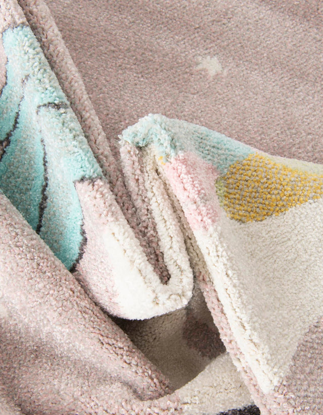 Pink 2' 2 x 2' 11 Whimsy Kids Rectangle Area Rug for Baby Nursery, Toddler Playroom, Bedrooms