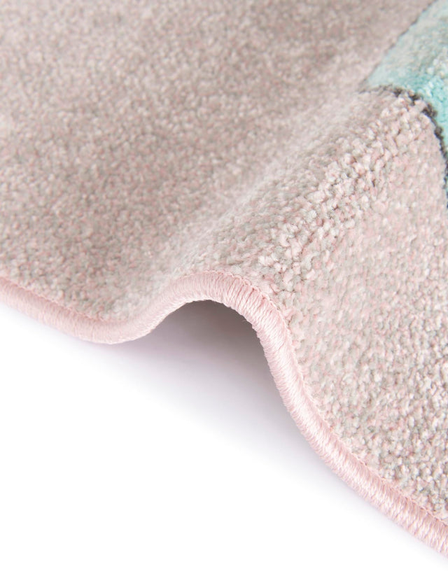 Pink 2' 2 x 2' 11 Whimsy Kids Rectangle Area Rug for Baby Nursery, Toddler Playroom, Bedrooms