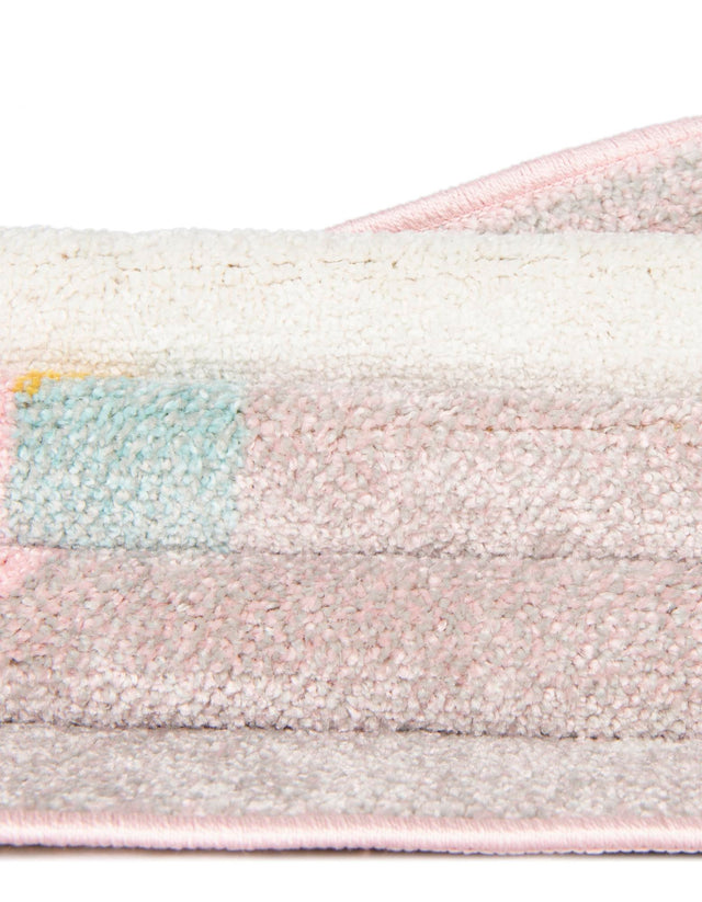 Pink 2' 2 x 2' 11 Whimsy Kids Rectangle Area Rug for Baby Nursery, Toddler Playroom, Bedrooms