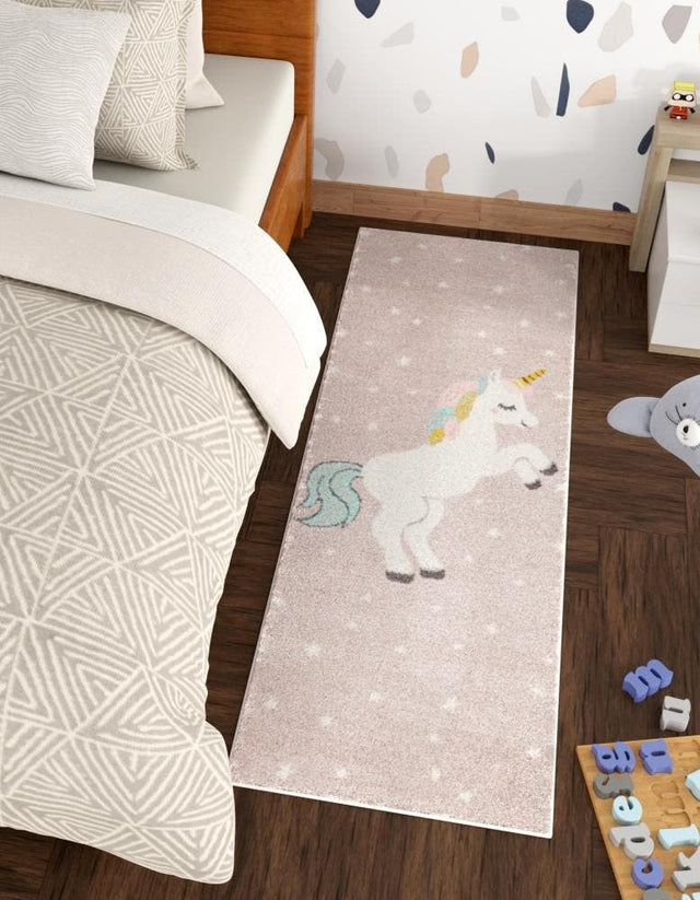 Pink 2' 2 x 6' 1 Whimsy Kids Runner Area Rug for Baby Nursery, Toddler Playroom, Bedrooms Playful Fun Design Easy Clean Carpet for Sale at Rug Engine