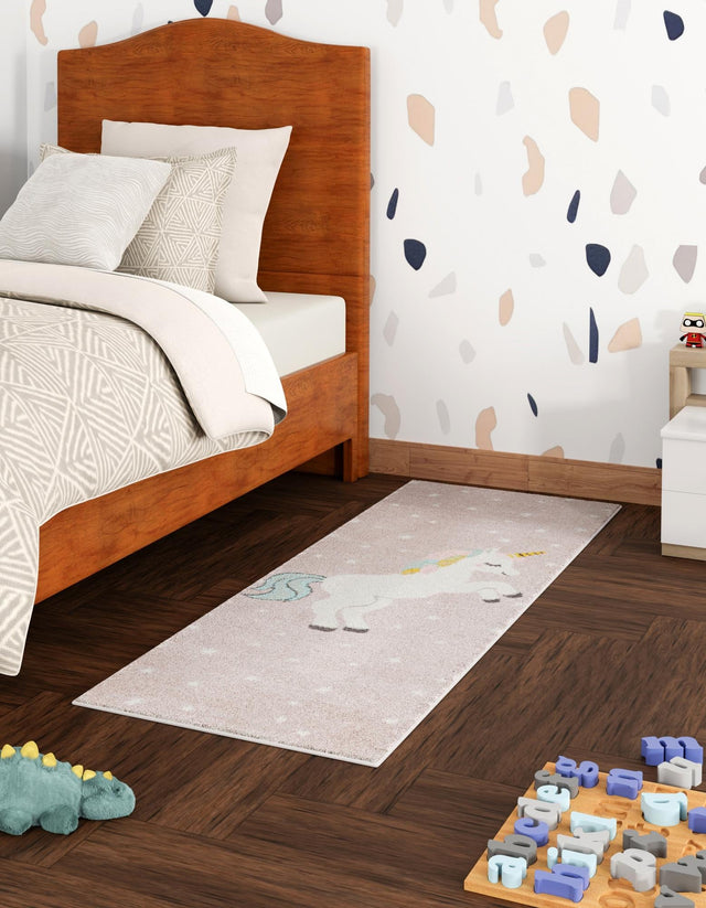 Pink 2' 2 x 3' 11 Whimsy Kids Runner Area Rug for Baby Nursery, Toddler Playroom, Bedrooms