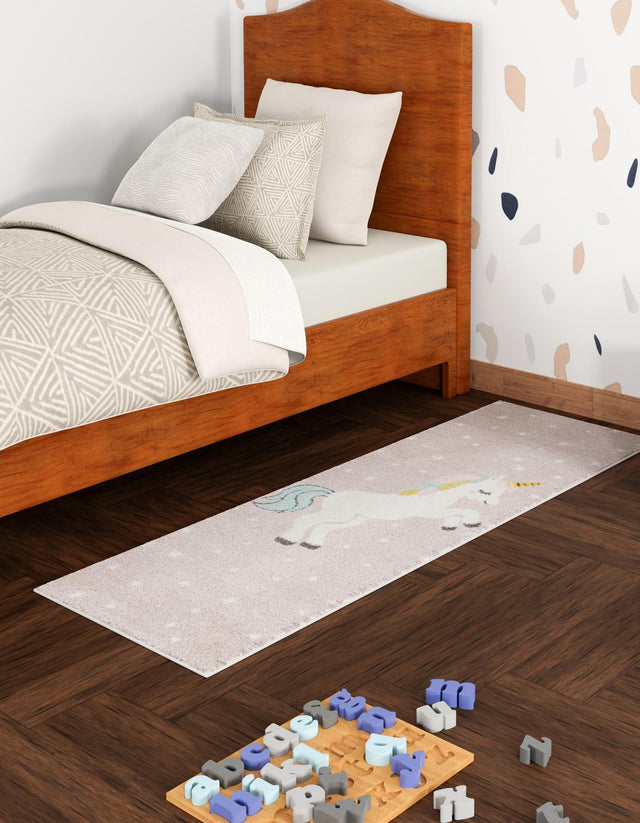 Pink 2' 2 x 3' 11 Whimsy Kids Runner Area Rug for Baby Nursery, Toddler Playroom, Bedrooms