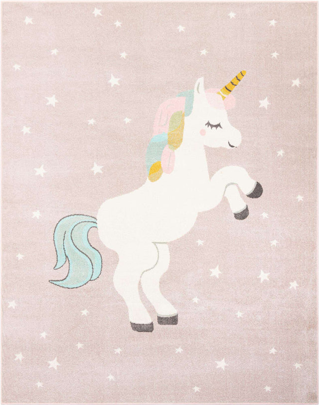 Pink 7' 10 x 10' Whimsy Kids Rectangle Area Rug for Baby Nursery, Toddler Playroom, Bedrooms Playful Fun Design Easy Clean Carpet for Sale at Rug Engine