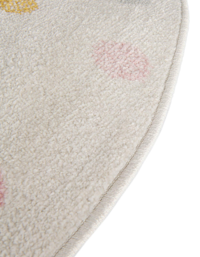 Ivory 5' 3 x 5' 3 Whimsy Kids Round Area Rug for Baby Nursery, Toddler Playroom, Bedrooms