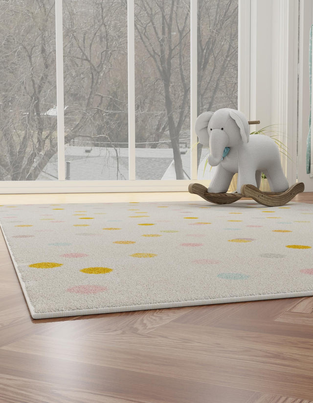 Ivory 3' 11 x 5' 11 Whimsy Kids Rectangle Area Rug for Baby Nursery, Toddler Playroom, Bedrooms