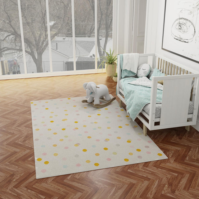 Ivory 2' 2 x 2' 11 Whimsy Kids Rectangle Area Rug for Baby Nursery, Toddler Playroom, Bedrooms