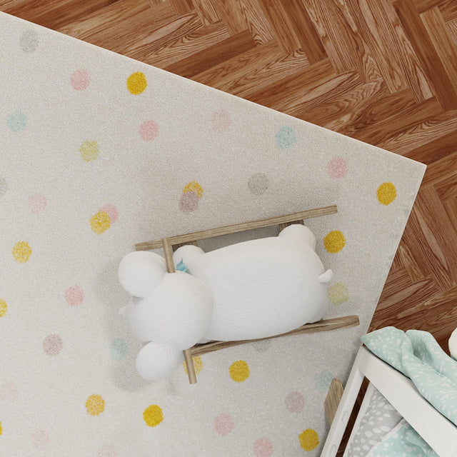 Ivory 2' 2 x 2' 11 Whimsy Kids Rectangle Area Rug for Baby Nursery, Toddler Playroom, Bedrooms