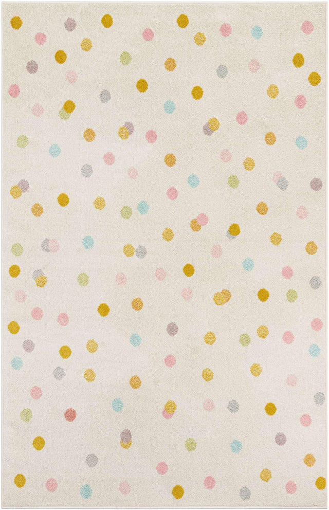 Ivory 5' 3 x 8' Whimsy Kids Rectangle Area Rug for Baby Nursery, Toddler Playroom, Bedrooms