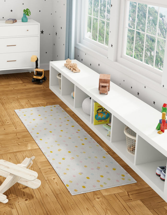Ivory 2' 2 x 6' 1 Whimsy Kids Runner Area Rug for Baby Nursery, Toddler Playroom, Bedrooms