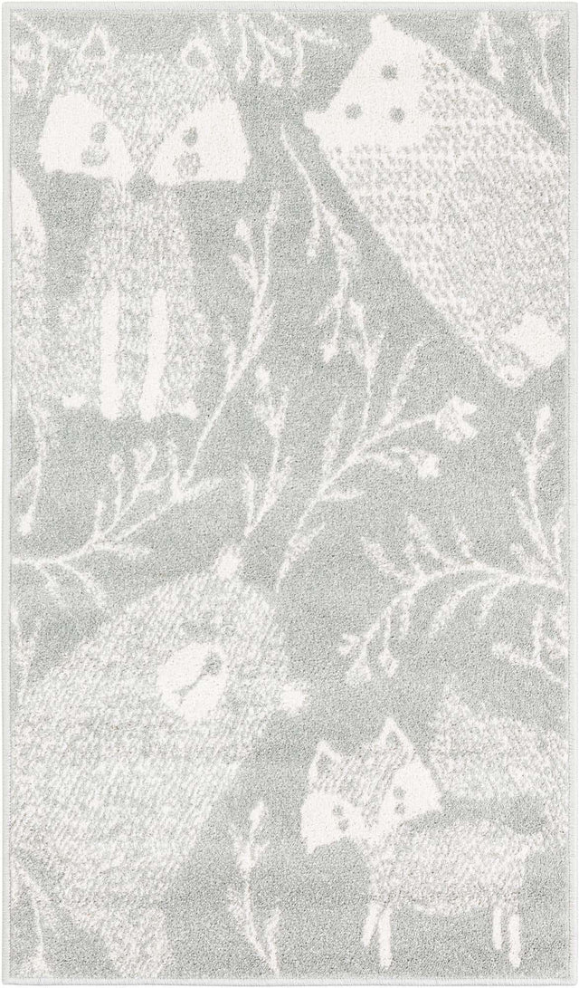 Gray 2' 2 x 3' 11 Whimsy Kids Runner Area Rug for Baby Nursery, Toddler Playroom, Bedrooms Playful Fun Design Easy Clean Carpet for Sale at Rug Engine
