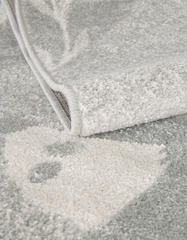 Gray 5' 3 x 5' 3 Whimsy Kids Round Area Rug for Baby Nursery, Toddler Playroom, Bedrooms