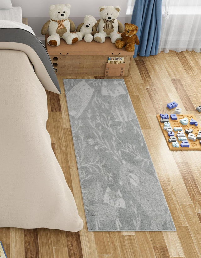 Gray 2' 2 x 6' 1 Whimsy Kids Runner Area Rug for Baby Nursery, Toddler Playroom, Bedrooms Playful Fun Design Easy Clean Carpet for Sale at Rug Engine