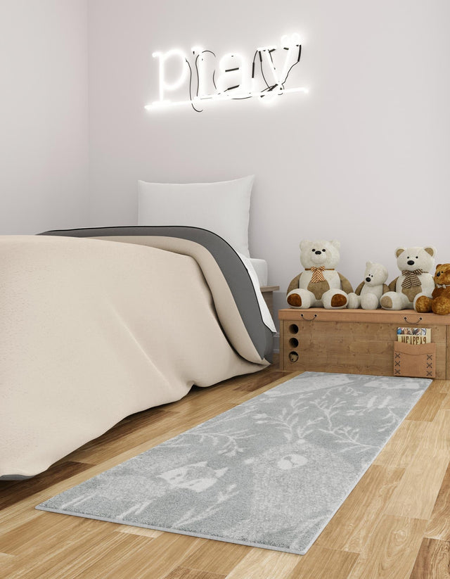 Gray 2' 2 x 3' 11 Whimsy Kids Runner Area Rug for Baby Nursery, Toddler Playroom, Bedrooms Playful Fun Design Easy Clean Carpet for Sale at Rug Engine