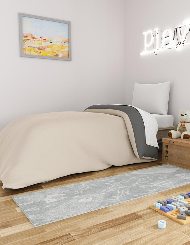Gray 2' 2 x 6' 1 Whimsy Kids Runner Area Rug for Baby Nursery, Toddler Playroom, Bedrooms Playful Fun Design Easy Clean Carpet for Sale at Rug Engine