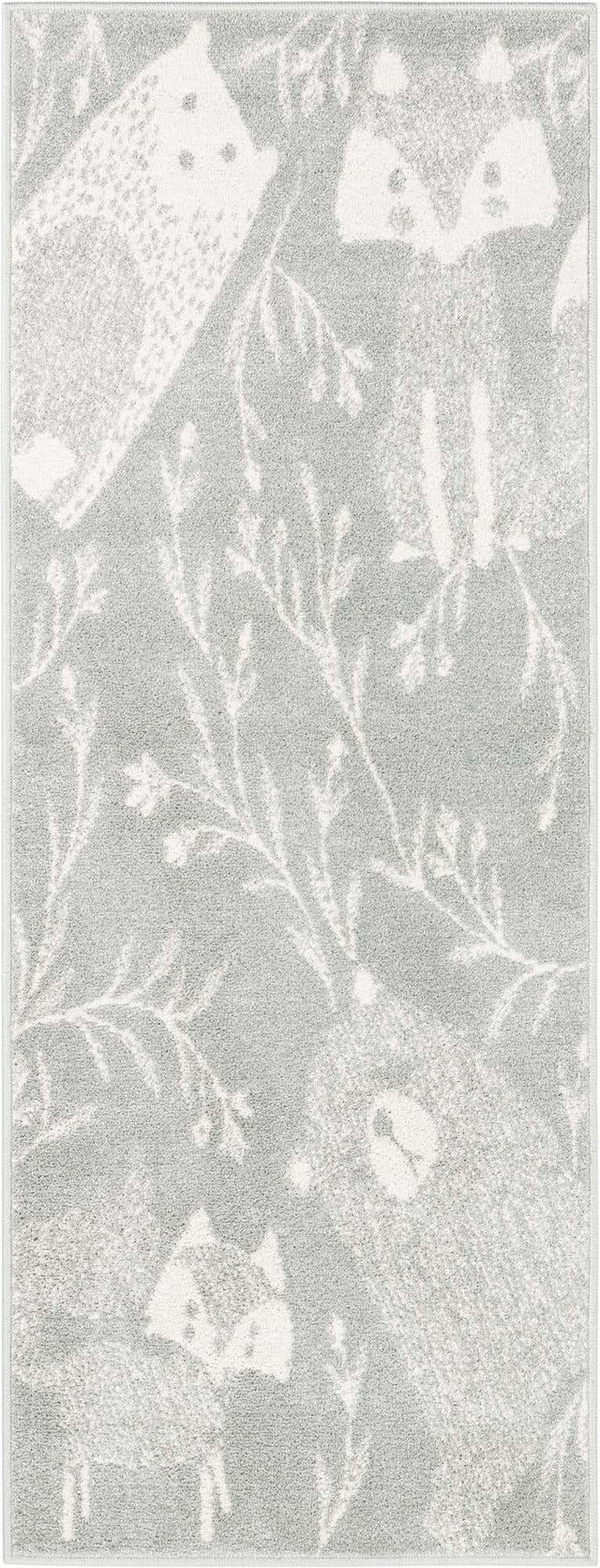 Gray 2' 2 x 6' 1 Whimsy Kids Runner Area Rug for Baby Nursery, Toddler Playroom, Bedrooms Playful Fun Design Easy Clean Carpet for Sale at Rug Engine