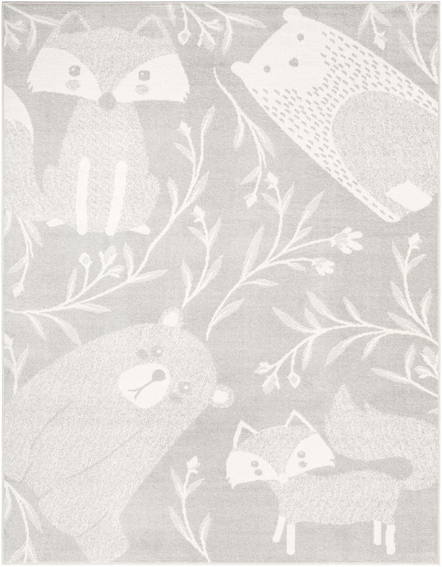 Gray 7' 10 x 10' Whimsy Kids Rectangle Area Rug for Baby Nursery, Toddler Playroom, Bedrooms Playful Fun Design Easy Clean Carpet for Sale at Rug Engine