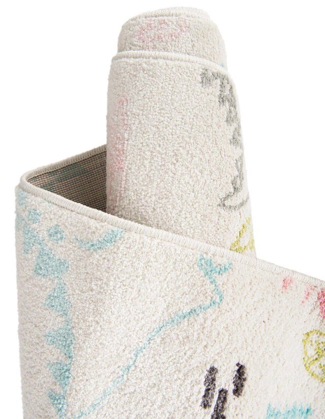 Ivory 3' 11 x 5' 11 Whimsy Kids Rectangle Area Rug for Baby Nursery, Toddler Playroom, Bedrooms