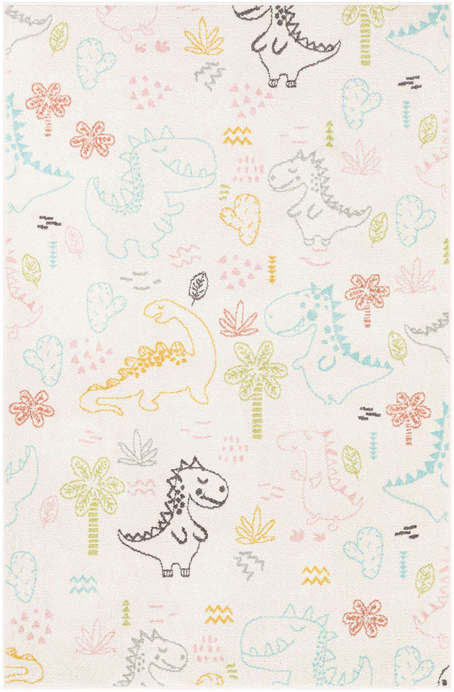 Ivory 5' 3 x 8' Whimsy Kids Rectangle Area Rug for Baby Nursery, Toddler Playroom, Bedrooms Playful Fun Design Easy Clean Carpet for Sale at Rug Engine