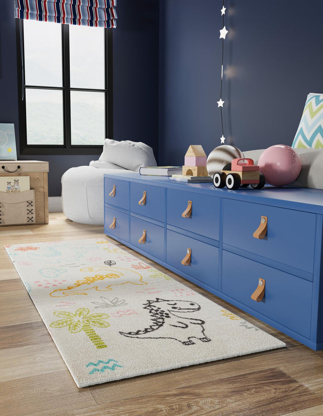 Ivory 2' 2 x 3' 11 Whimsy Kids Runner Area Rug for Baby Nursery, Toddler Playroom, Bedrooms