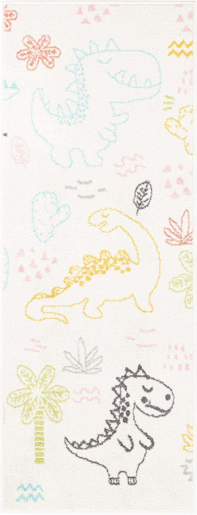 Ivory 2' 2 x 6' 1 Whimsy Kids Runner Area Rug for Baby Nursery, Toddler Playroom, Bedrooms Playful Fun Design Easy Clean Carpet for Sale at Rug Engine
