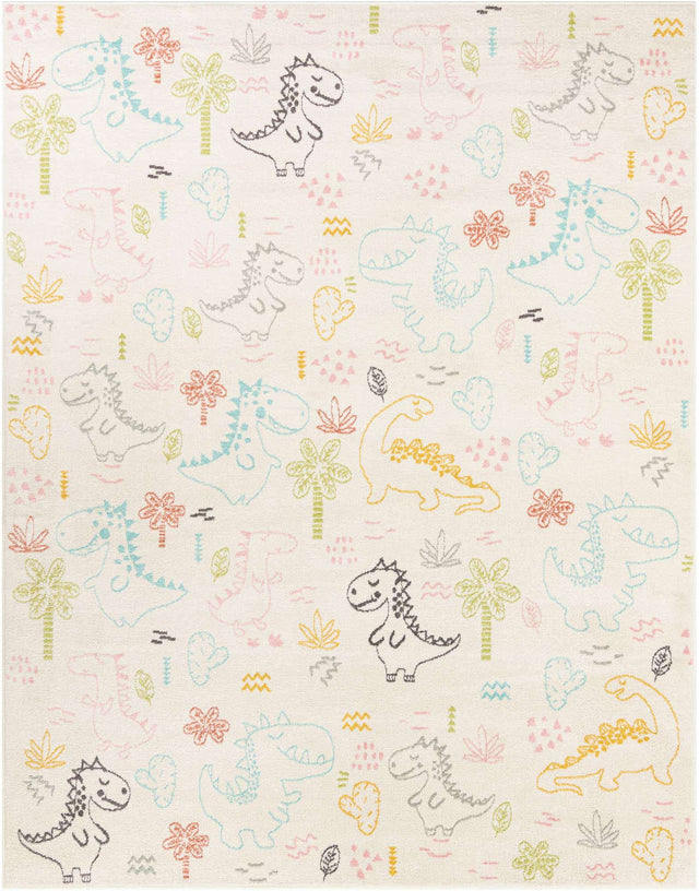 Ivory 7' 10 x 10' Whimsy Kids Rectangle Area Rug for Baby Nursery, Toddler Playroom, Bedrooms
