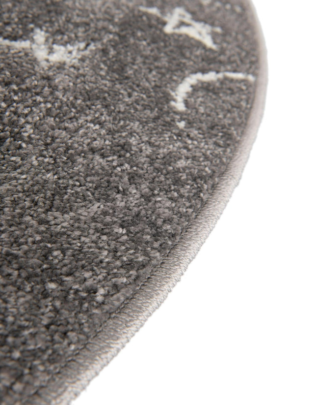 Gray 3' 3 x 3' 3 Whimsy Kids Round Area Rug for Baby Nursery, Toddler Playroom, Bedrooms