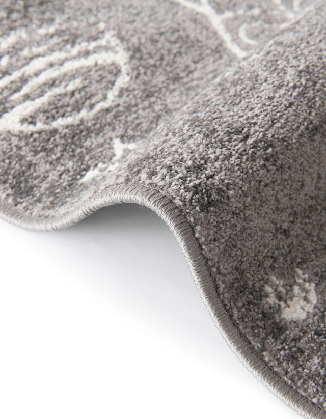 Gray 5' 3 x 8' Whimsy Kids Rectangle Area Rug for Baby Nursery, Toddler Playroom, Bedrooms