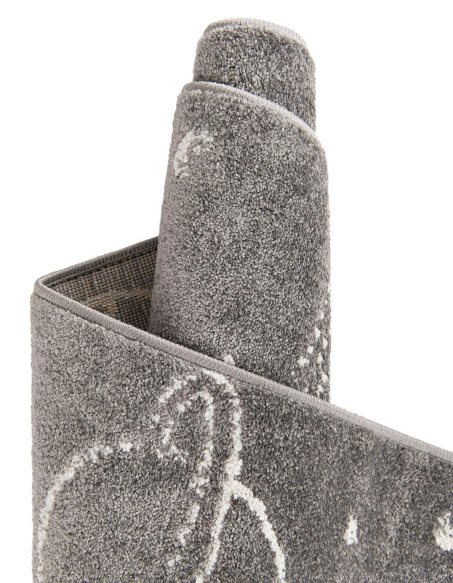 Gray 5' 3 x 8' Whimsy Kids Rectangle Area Rug for Baby Nursery, Toddler Playroom, Bedrooms