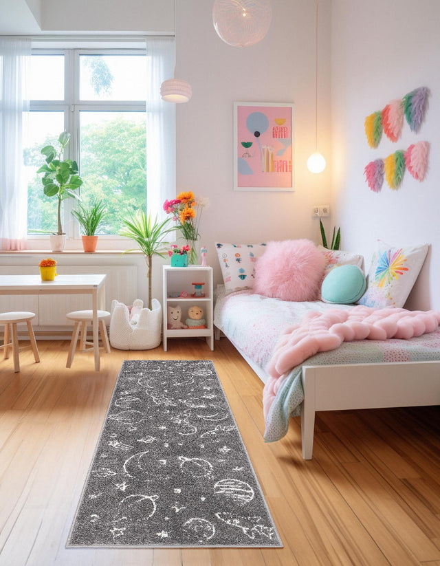 Gray 2' 2 x 6' 1 Whimsy Kids Runner Area Rug for Baby Nursery, Toddler Playroom, Bedrooms