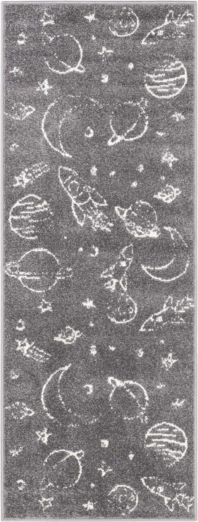 Gray 2' 2 x 6' 1 Whimsy Kids Runner Area Rug for Baby Nursery, Toddler Playroom, Bedrooms