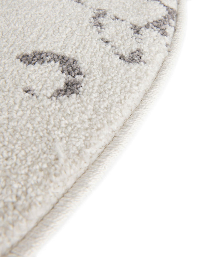 Ivory 7' 10 x 7' 10 Whimsy Kids Round Area Rug for Baby Nursery, Toddler Playroom, Bedrooms