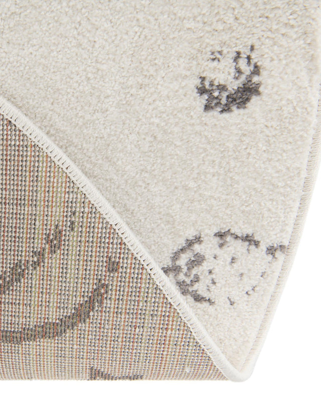 Ivory 7' 10 x 7' 10 Whimsy Kids Round Area Rug for Baby Nursery, Toddler Playroom, Bedrooms