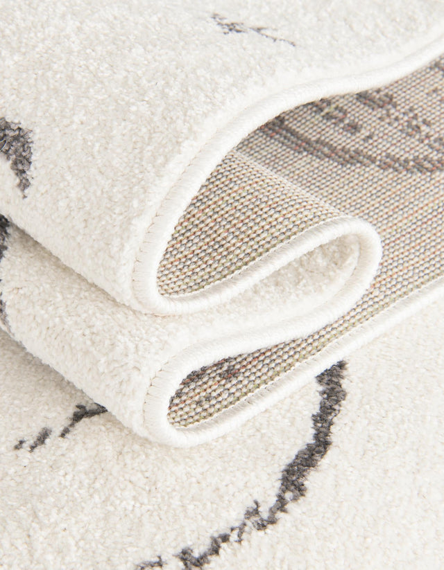 Ivory 7' 10 x 7' 10 Whimsy Kids Round Area Rug for Baby Nursery, Toddler Playroom, Bedrooms