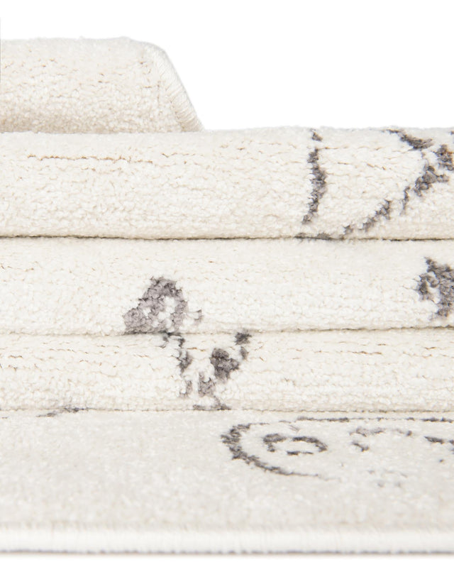 Ivory 3' 3 x 3' 3 Whimsy Kids Round Area Rug for Baby Nursery, Toddler Playroom, Bedrooms