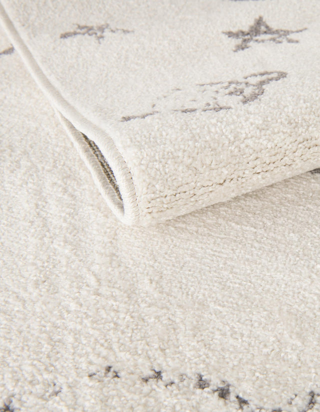 Ivory 7' 10 x 10' Whimsy Kids Rectangle Area Rug for Baby Nursery, Toddler Playroom, Bedrooms