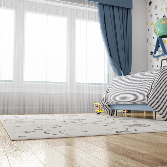 Ivory 2' 2 x 2' 11 Whimsy Kids Rectangle Area Rug for Baby Nursery, Toddler Playroom, Bedrooms