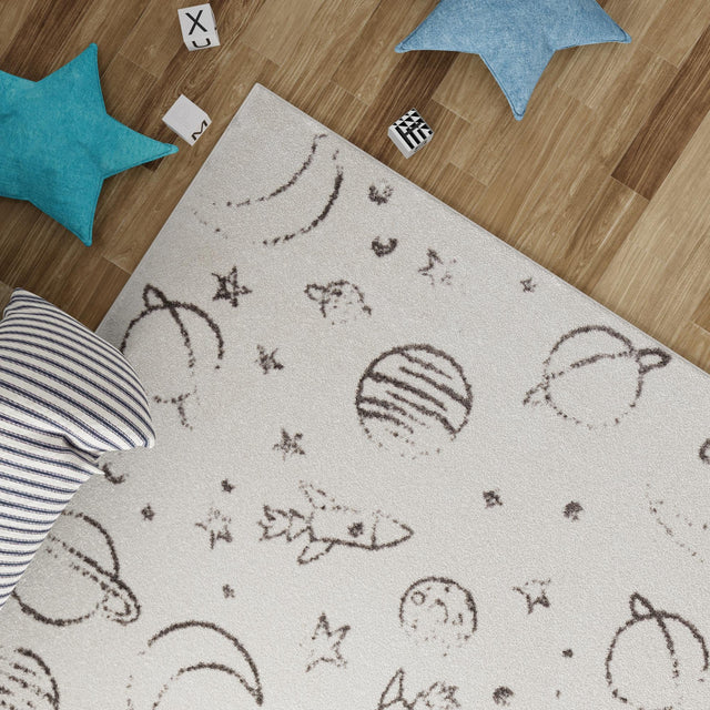 Ivory 2' 2 x 2' 11 Whimsy Kids Rectangle Area Rug for Baby Nursery, Toddler Playroom, Bedrooms