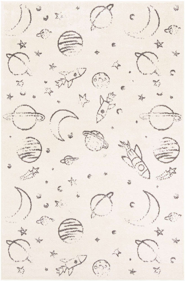 Ivory 5' 3 x 8' Whimsy Kids Rectangle Area Rug for Baby Nursery, Toddler Playroom, Bedrooms