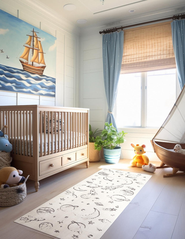 Ivory 2' 2 x 3' 11 Whimsy Kids Runner Area Rug for Baby Nursery, Toddler Playroom, Bedrooms